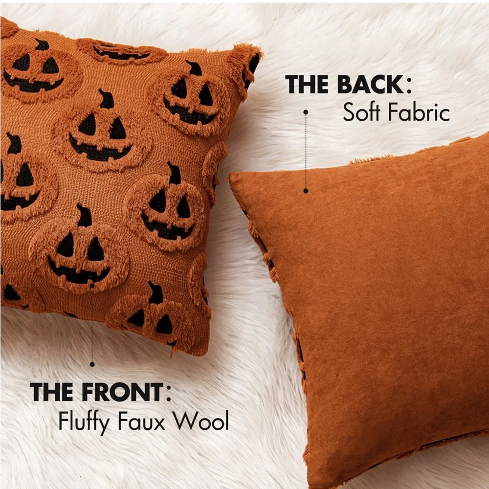 Amazon Halloween Pumpkin Accent Pillows - Orange and Black